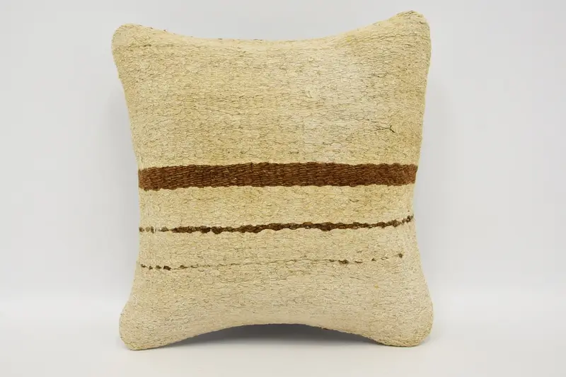 Turkish Kilim Pillow, Pillow Case, Pillow for Sofa, Nomadic Cushion Cover, Meditation Pillow, Boho Pillow, 12x12 Beige Pillow Cover - 1