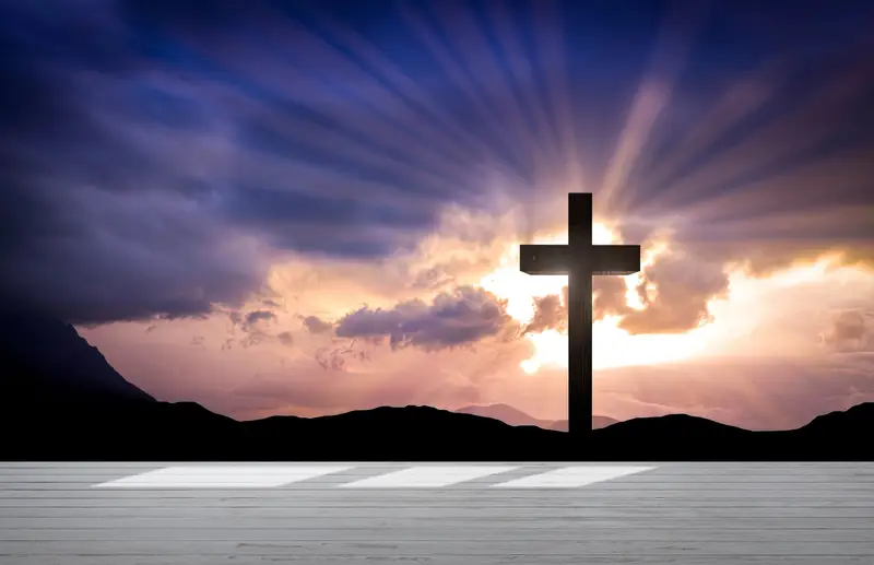 Paper Wall Art, Custom Wall Paper, Resurrection Cross Wall Art, Bright Wall Paper, Sunset Landscape Wallpaper, - 9