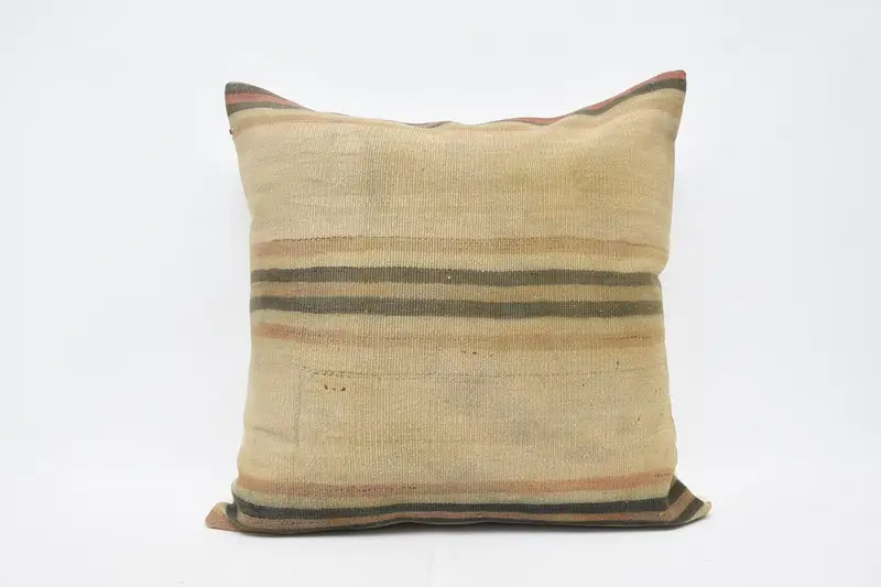 Throw 32x32 inch Striped Pillowcase, Room Makeover Large Square Beige Gift Gift for Mom Pillow Cover - 1