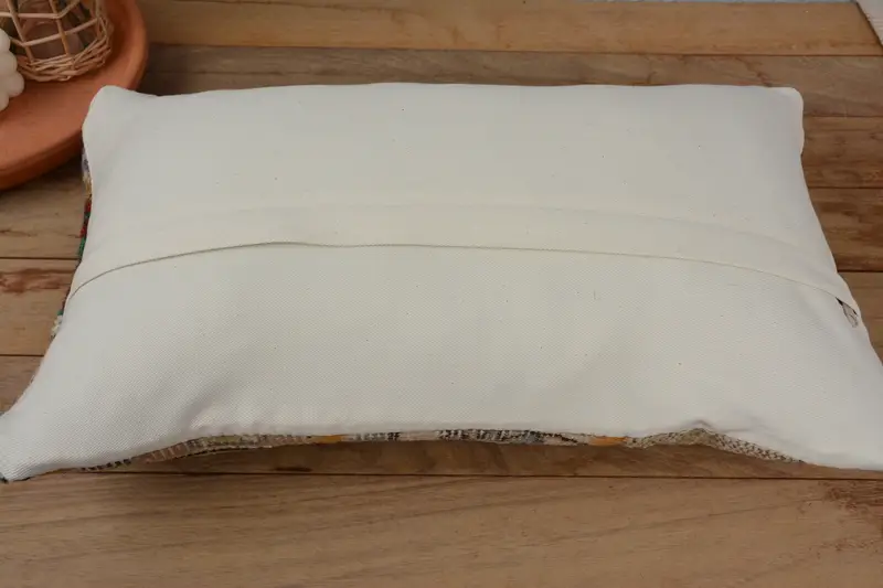 Sustainable Pillow Sham, Vintage Kilim Pillow, Kilim Cushion Sham, Tribal Pillow Sham, Turkish Kilim Pillow, 12x20 Beige Pillow Case, Cushion Case - 6