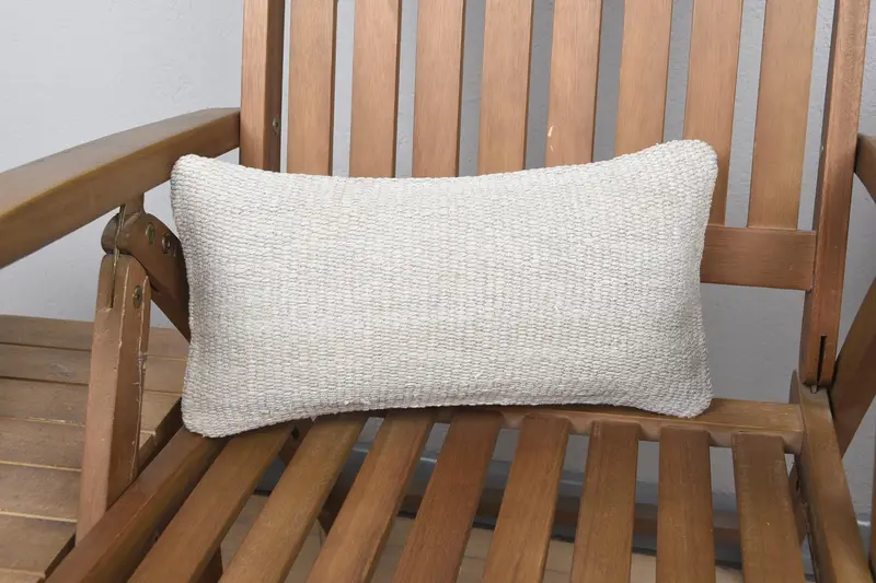 Vintage Beige Pillow Case, Bohemian Mini Lumbar 8x16 inch Moroccan Pillow Cover - 1