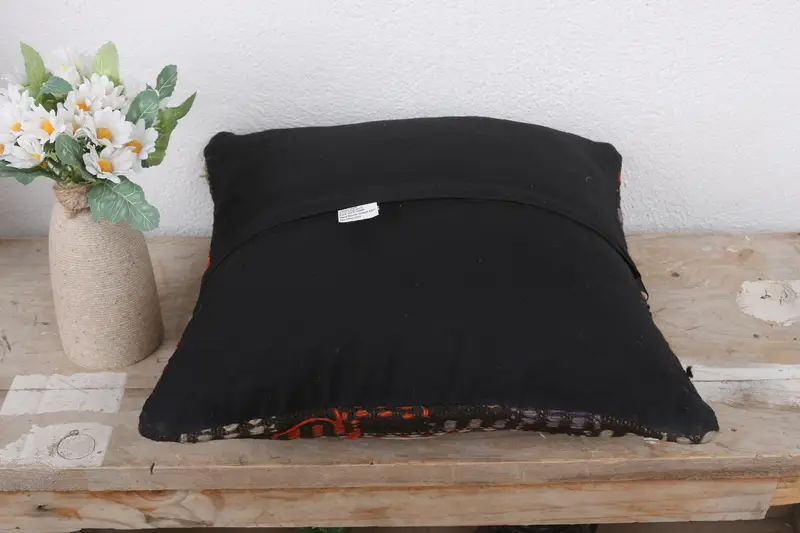 Boho Pillow, Turkish Kilim Pillow, 14x14 Brown Pillow Cover, Home Decor Pillow, Cushion Case, Southwestern Cushion Case, Ikat Pillow Sham - 7