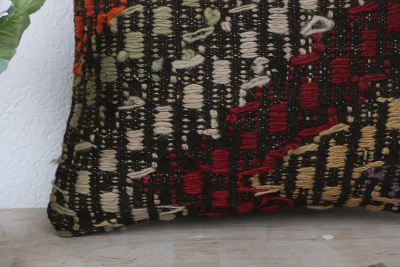 Boho Pillow, Turkish Kilim Pillow, 14x14 Brown Pillow Cover, Home Decor Pillow, Cushion Case, Southwestern Cushion Case, Ikat Pillow Sham - 3
