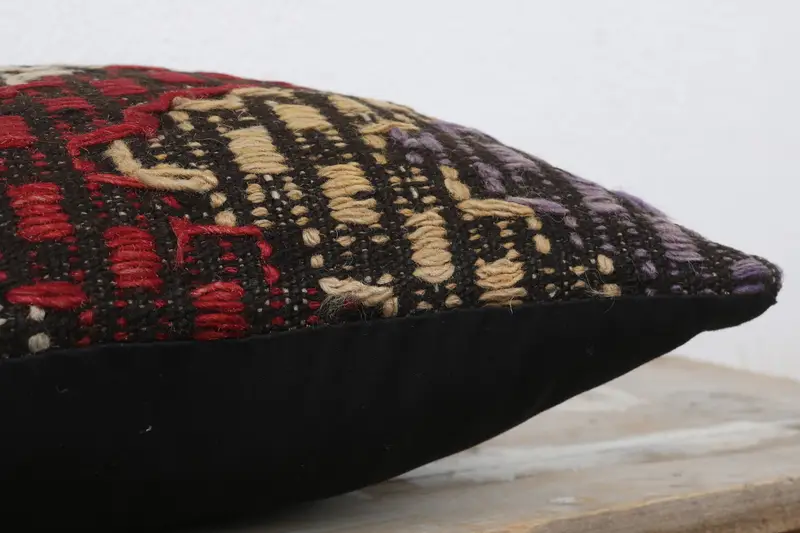 Boho Pillow, Turkish Kilim Pillow, 14x14 Brown Pillow Cover, Home Decor Pillow, Cushion Case, Southwestern Cushion Case, Ikat Pillow Sham - 6