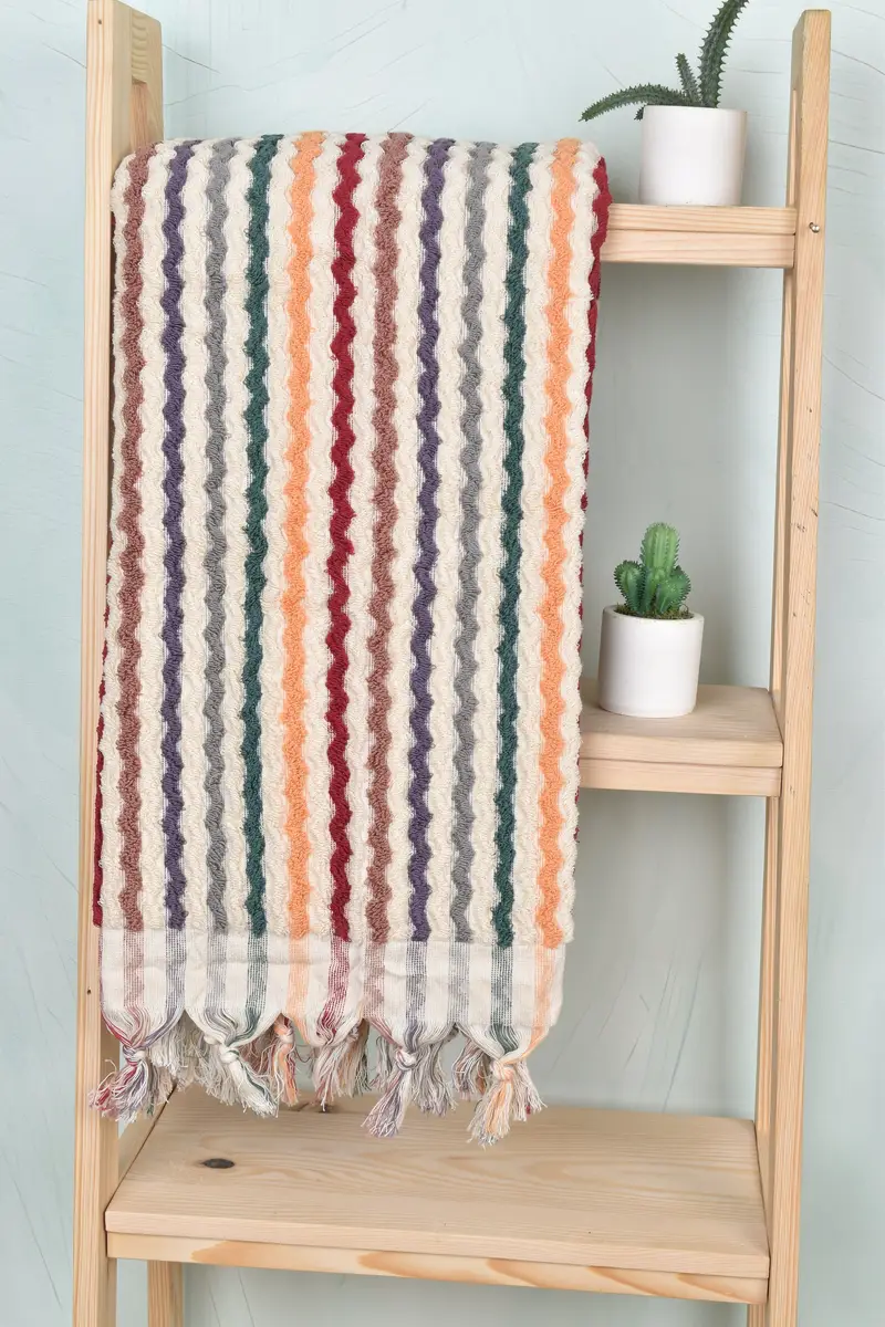 Beach Towel Gift, Bachelorette Party Gifts, Christmas Gift, Monogram Towels, Wedding Favors, 70x40 Cotton Pom Pom Zigzag Design Towel, Summer Towel - 8