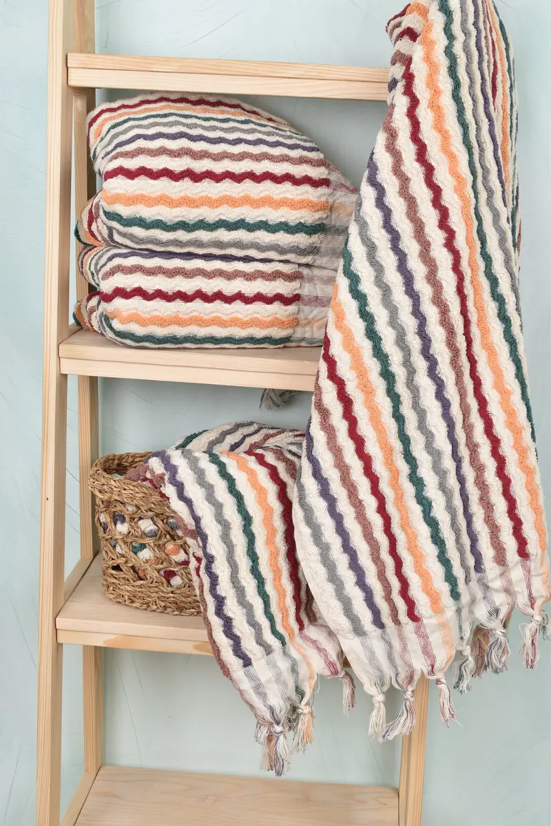 Beach Towel Gift, Bachelorette Party Gifts, Christmas Gift, Monogram Towels, Wedding Favors, 70x40 Cotton Pom Pom Zigzag Design Towel, Summer Towel - 3