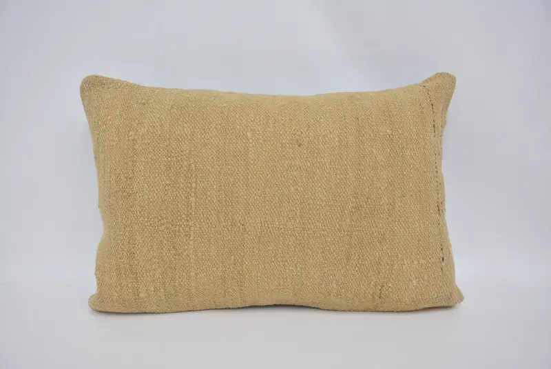 Pillow Sham, Ethnical Kilim Rug Pillow, Custom Pillow Case, Handmade Kilim Cushion, 16x24 Beige Cushion, Handwoven Cushion Cover, Pillow for Sofa - 1