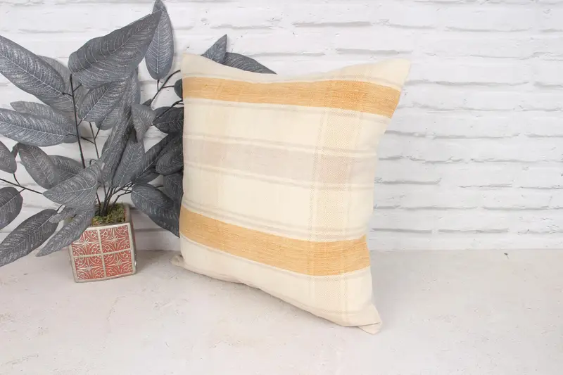Cushion, 18x18 White Cushion Case, Ikat Cushion Case, Throw Kilim Pillow, Vintage Pillow, Office Chair Pillow, Turkish Pillow - 4