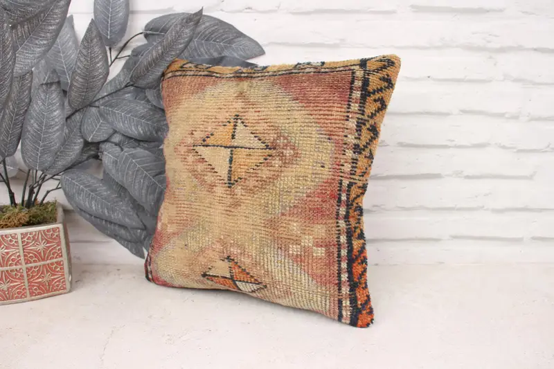 Kilim Pillow Cover, Pillow for Couch, 14x14 Red Pillow Sham, Vintage Kilim Pillow Pillow Cover, Throw Kilim Pillow, Bed Pillow Case, Pillow Cover - 4