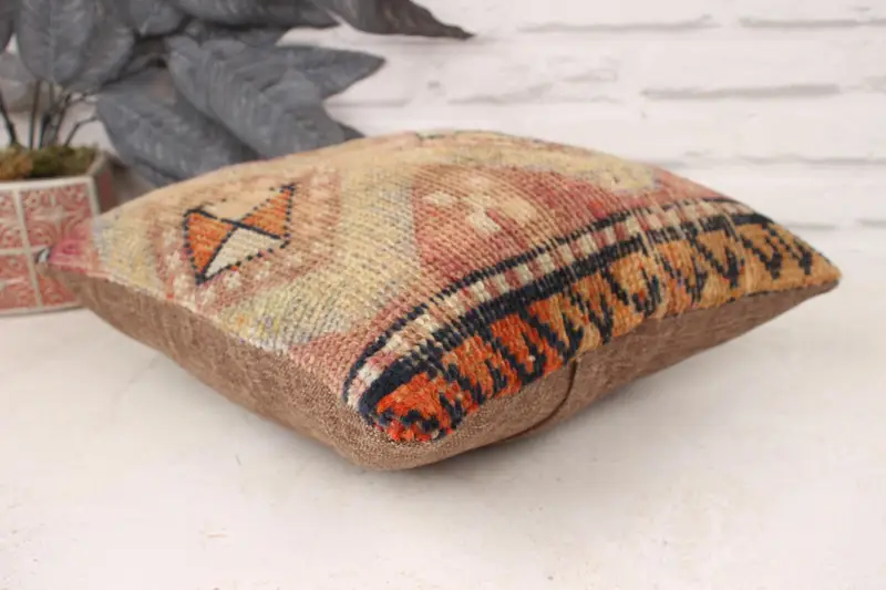 Kilim Pillow Cover, Pillow for Couch, 14x14 Red Pillow Sham, Vintage Kilim Pillow Pillow Cover, Throw Kilim Pillow, Bed Pillow Case, Pillow Cover - 6