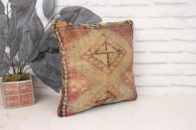 Kilim Pillow Cover, Pillow for Couch, 14x14 Red Pillow Sham, Vintage Kilim Pillow Pillow Cover, Throw Kilim Pillow, Bed Pillow Case, Pillow Cover - 3