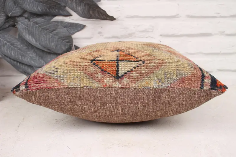 Kilim Pillow Cover, Pillow for Couch, 14x14 Red Pillow Sham, Vintage Kilim Pillow Pillow Cover, Throw Kilim Pillow, Bed Pillow Case, Pillow Cover - 5