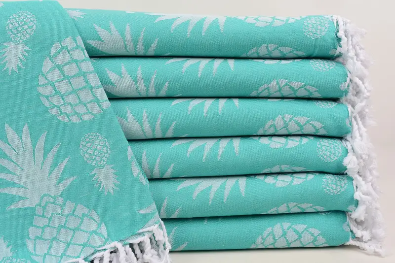 Bachelorette Party Favor, Peshtemal Towel, 70x36 Cotton Pineapple Design Towel, Personalized Towel, Best Wedding Gift, Embroidery Towel, Beach towel - 1
