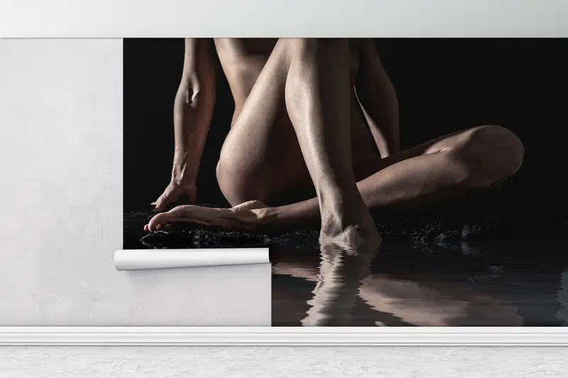 Naked Girl Wall Mural, Bright Wall Paper, , Modern Wall Paper, Wall Paper Peel and Stick, Sensual Photo Wallpaper, Mature Wall Art - 1