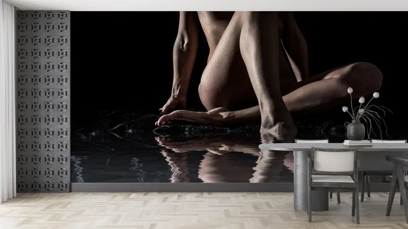 Naked Girl Wall Mural, Bright Wall Paper, , Modern Wall Paper, Wall Paper Peel and Stick, Sensual Photo Wallpaper, Mature Wall Art - 2