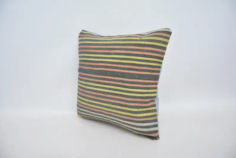 Cushion Cover, Interior Designer Pillow, 14x14 Yellow Pillow Cover, Turkish Kilim Pillow, Turkish Pillow, Retro Cushion Case - 4