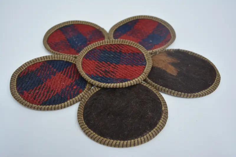 Posavasos redondo bohemio, posavasos antideslizante marrón y rojo