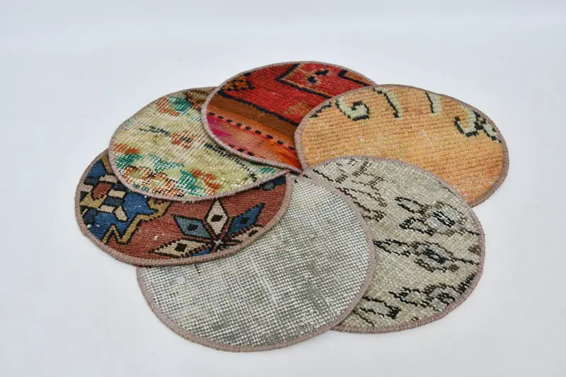 Manteles individuales Boho Circle, accesorio de comedor de lana de algodón naranja y bronce