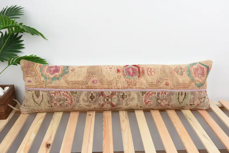 Rustic Cushion, 12x43 Beige Cushion Cover, Interior Designer Pillow, Kilim Pillow Cover, Ethnical Kilim Rug Pillow, Cushion Cover - 1