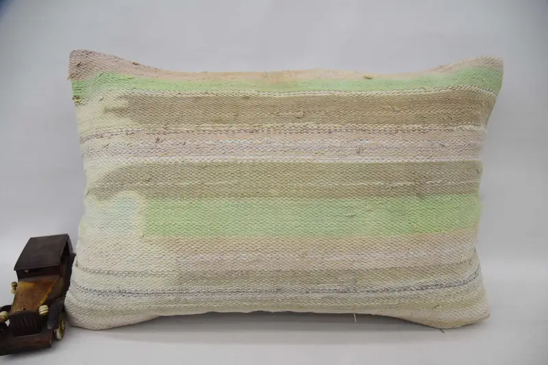 Vintage Kilim Throw Pillow, 16x24 Beige Pillow Case, Handwoven Pillow, Pillow Sham, Throw Kilim Pillow, Handmade Kilim Cushion - 4