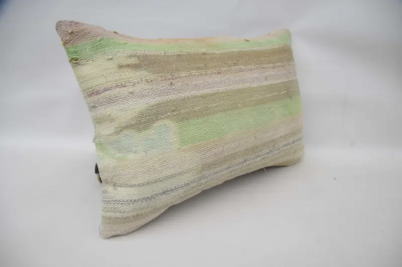 Vintage Kilim Throw Pillow, 16x24 Beige Pillow Case, Handwoven Pillow, Pillow Sham, Throw Kilim Pillow, Handmade Kilim Cushion - 3
