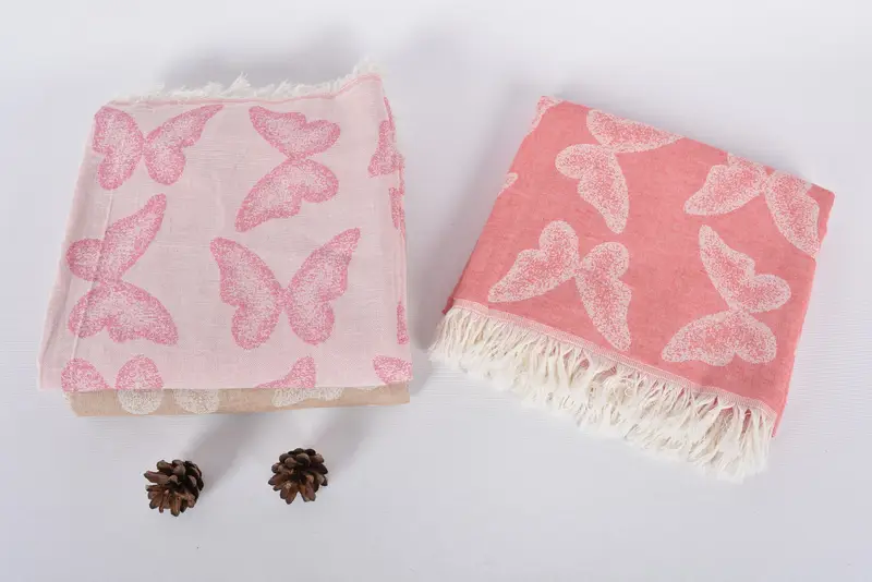 Quick-Dry Beach Towel, Sand-Resistant Peshtemal, Bridal Shower Favor, Bridesmaid Gifts, 68x36 Cotton Butterfly Pattern Towel, Custom Towel - 8