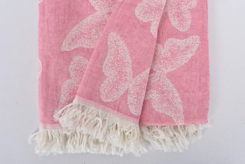 Quick-Dry Beach Towel, Sand-Resistant Peshtemal, Bridal Shower Favor, Bridesmaid Gifts, 68x36 Cotton Butterfly Pattern Towel, Custom Towel - 7