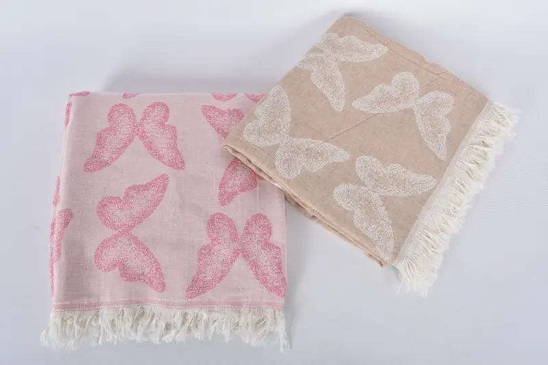 Quick-Dry Beach Towel, Sand-Resistant Peshtemal, Bridal Shower Favor, Bridesmaid Gifts, 68x36 Cotton Butterfly Pattern Towel, Custom Towel - 6