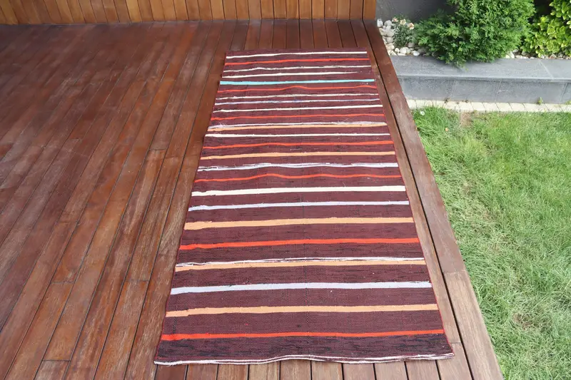 Vintage 2.9x7.1 ft Accent Halı, Türk Halısı, Kilim Kahverengi Halı - 1