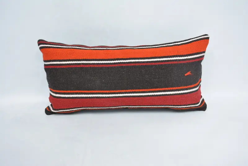12x24 Orange Cushion Case, Boho Pillow, Handmade Kilim Cushion, Chair Pillow Case, Pillow Cover, Gift Pillow, Meditation Cushion Case - 1