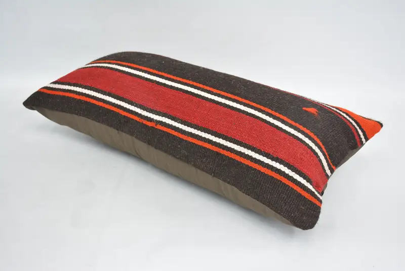 12x24 Orange Cushion Case, Boho Pillow, Handmade Kilim Cushion, Chair Pillow Case, Pillow Cover, Gift Pillow, Meditation Cushion Case - 6