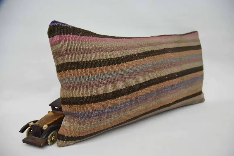 Aztec Pillow Sham, Cushion Case, Comfy Throw Pillow Case, Kilim Pillow, Vintage Pillow, 12x24 Orange Pillow, Tapestry Cushion, Kilim Pillow Cover - 2