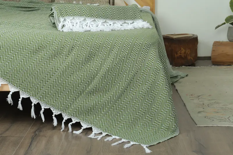 Nedime Hediyeleri, Şükran Günü masa örtüsü, eve taşınma hediyesi, düğün el yapımı hediye, 96x80 pamuklu chevron havlu, kanepe battaniyesi, battaniye atma - 1