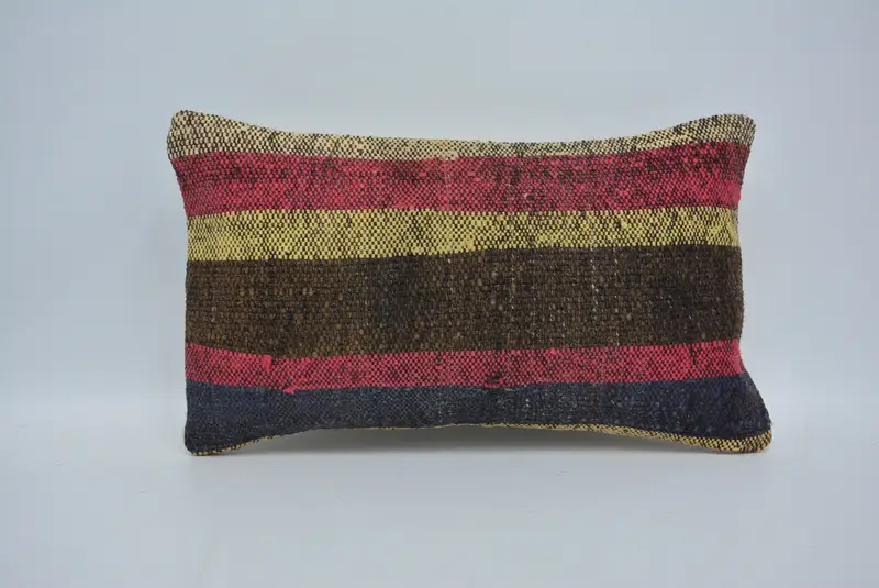 Cushion Case, Turkish Rugs Pillow Case, Lounge Throw Cushion, Home Decor Pillow, 12x20 Pink Cushion, Antique Pillows, Boho Pillow Sham Cover - 1