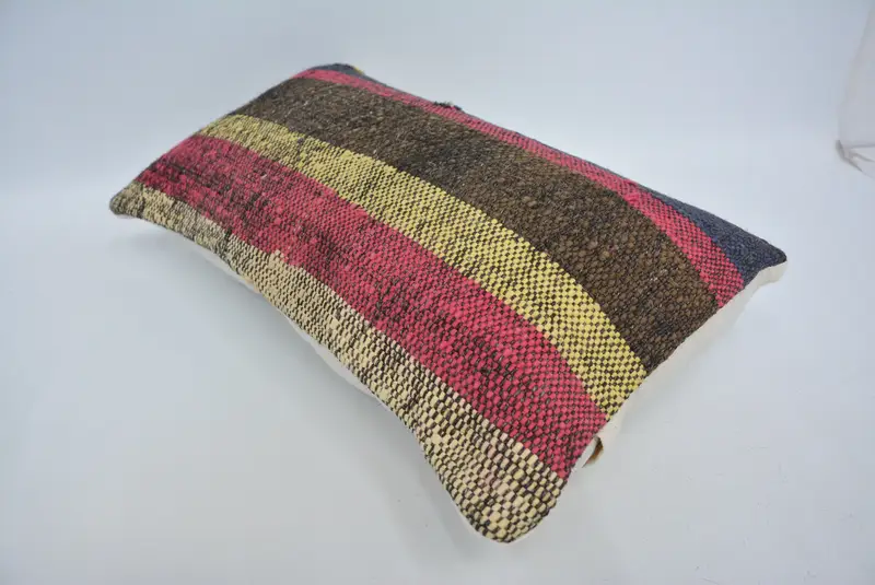 Cushion Case, Turkish Rugs Pillow Case, Lounge Throw Cushion, Home Decor Pillow, 12x20 Pink Cushion, Antique Pillows, Boho Pillow Sham Cover - 6