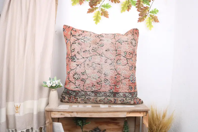 One Of A Kind Pillow, 28x28 Red Cushion Case, Outdoor Bolster Pillow, Boho Pillow, Cushion Case, Kilim Pillow Cover, Pillow for Sofa - 1