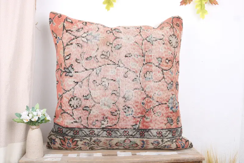 One Of A Kind Pillow, 28x28 Red Cushion Case, Outdoor Bolster Pillow, Boho Pillow, Cushion Case, Kilim Pillow Cover, Pillow for Sofa - 2