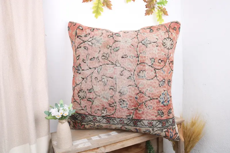 One Of A Kind Pillow, 28x28 Red Cushion Case, Outdoor Bolster Pillow, Boho Pillow, Cushion Case, Kilim Pillow Cover, Pillow for Sofa - 4