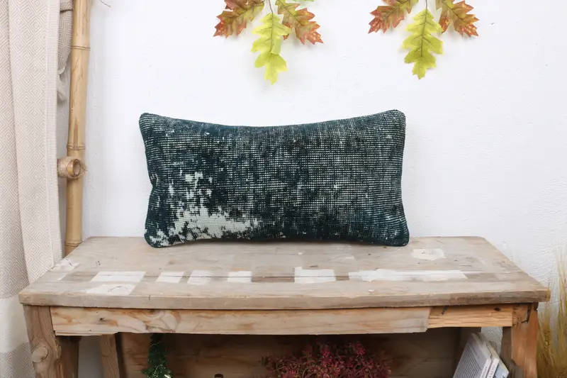 Blaues Southwestern besticktes Wurfkissen, Vintage handgemachtes Kissen