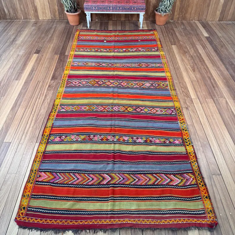5.4x12.8 ft Large Vintage Rug, Red Floral Turkish Rug - 1