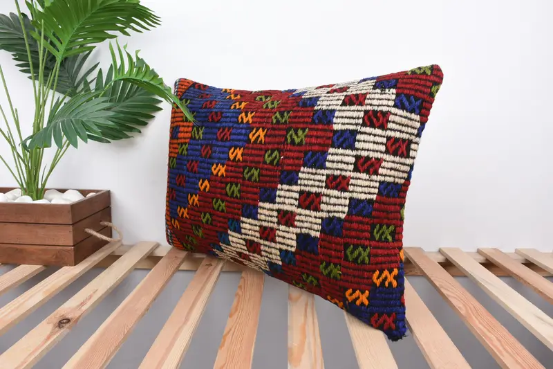 Vintage Pillow, 16x24 Blue Cushion Cover, Cushion Case, Lounge Throw Pillow Case, Interior Designer Pillow, Throw Kilim Pillow - 5