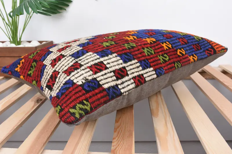 Vintage Pillow, 16x24 Blue Cushion Cover, Cushion Case, Lounge Throw Pillow Case, Interior Designer Pillow, Throw Kilim Pillow - 6