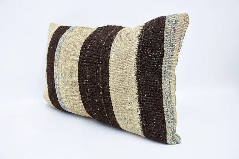 Turkish Pillow, 16x24 Beige Cushion, Cushion, Boho Throw Cushion, Ethnical Kilim Rug Pillow, Interior Designer Pillow, Anatolian Pillow Cover - 4