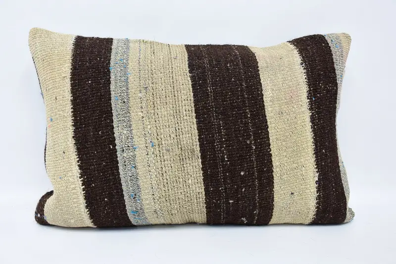 Turkish Pillow, 16x24 Beige Cushion, Cushion, Boho Throw Cushion, Ethnical Kilim Rug Pillow, Interior Designer Pillow, Anatolian Pillow Cover - 1