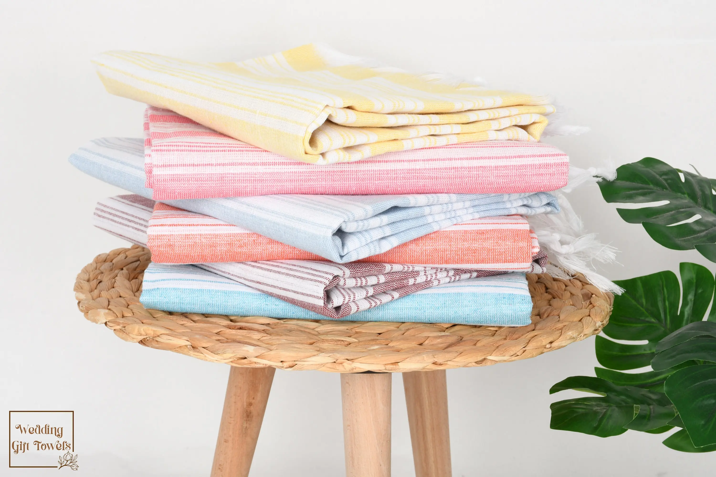 Rustic Wedding Gift 37x65 Cotton Striped Towel, Bachelorette Party - 1