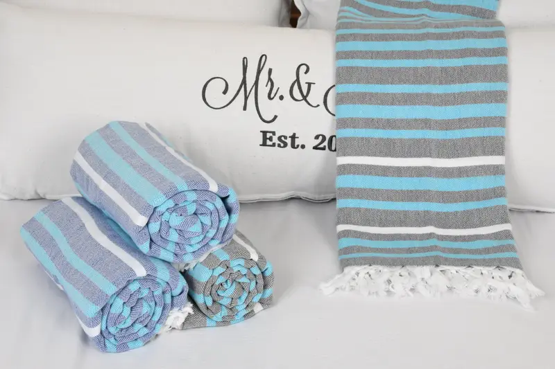 Custom Blanket, Personalized Gifts, 84x64 Cotton Striped Towel, Bridesmaid Gifts, Beach Bachelorette Party Decorations, Bridal Shower Favors - 6