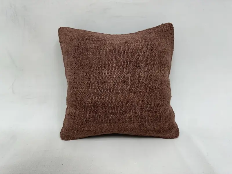 Gift Pillow, Throw Kilim Pillow, Turkish Kilim Pillow, Bolster Pillow Case, Sofa Bolster Cushion, Cushion Cover, 16x16 Brown Pillow Sham - 1