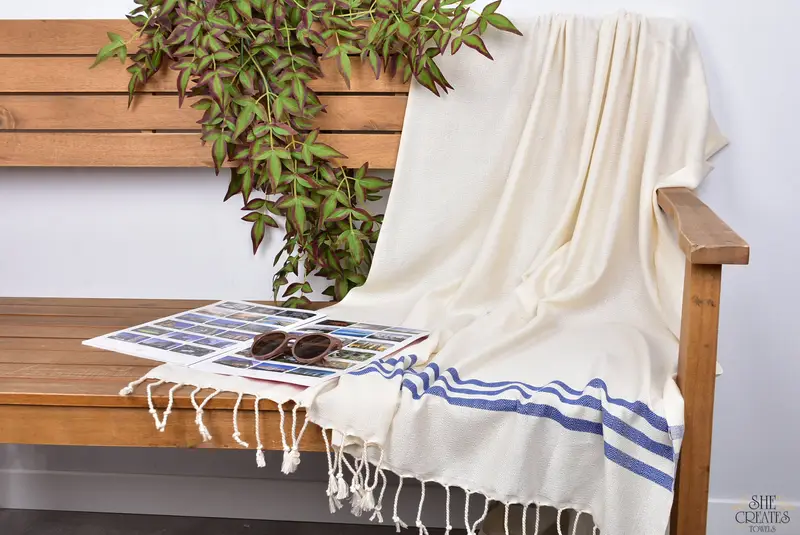 Hammam towel, Bachelorette Party Decorations, Fringed Turkish towel for poolside, Bachelorette Gifts, 70x40 Cotton Striped Towel, Home Decor Towel - 3