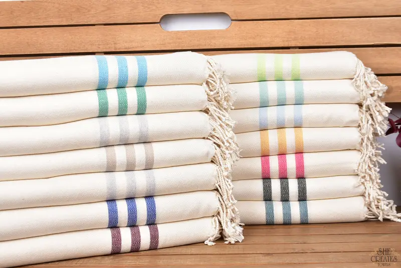 Hammam towel, Bachelorette Party Decorations, Fringed Turkish towel for poolside, Bachelorette Gifts, 70x40 Cotton Striped Towel, Home Decor Towel - 1