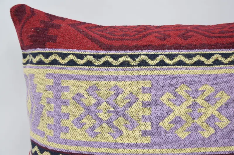 Boho Pillow, Boho Throw Pillow Cover, Pillow Cover, Pillow for Couch, Muted Cushion, Kilim Pillow Cover, 20x28 Purple Pillow Cover - 2